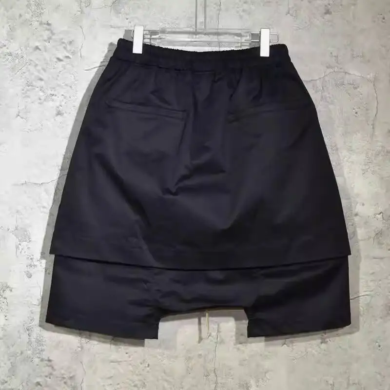HKSH Summer New Men Trendy Dark Style Patchwork Knee Length Harem Pants Loose Fit High Street Casual Chic Cropped Shorts HK17958