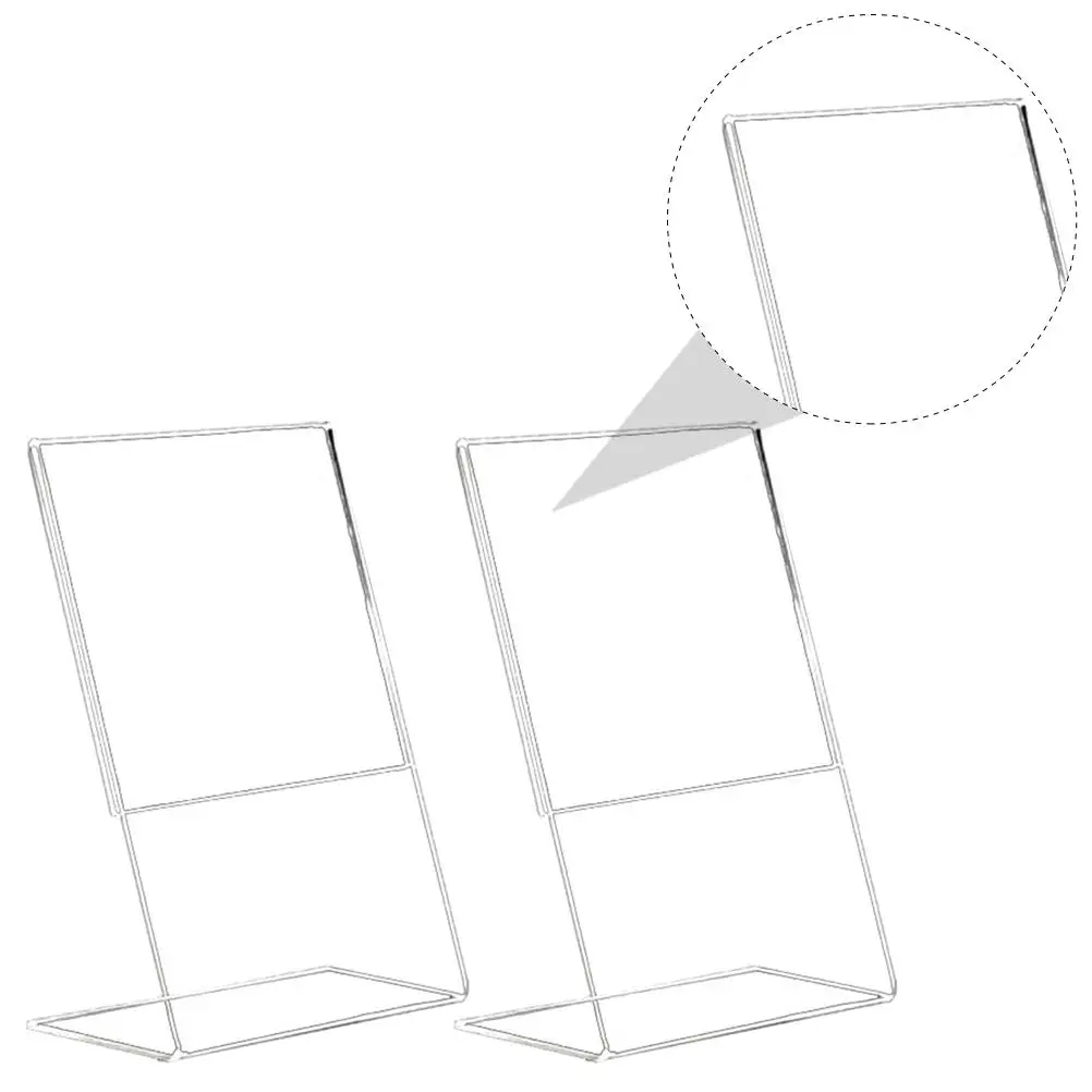 2 Pcs Acrylic Display Board Menu Holder Stand Poster Sign Desktop Transparent