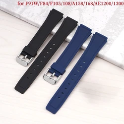 Watch Band for Casio F-91W 18mm Silicone Strap for F-84 F-105 F-108 F-A158 F-168 AE1200 AE1300 Replacement Watchstrap Thin Band