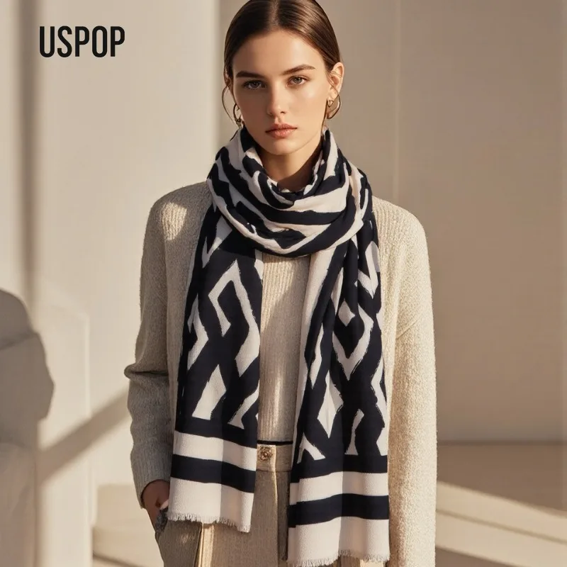 

USPOP Fashion Milk Fleece Plaid Scarf for Women, Warm Winter Shawl Wrap, Versatile Cozy Neck Scarf