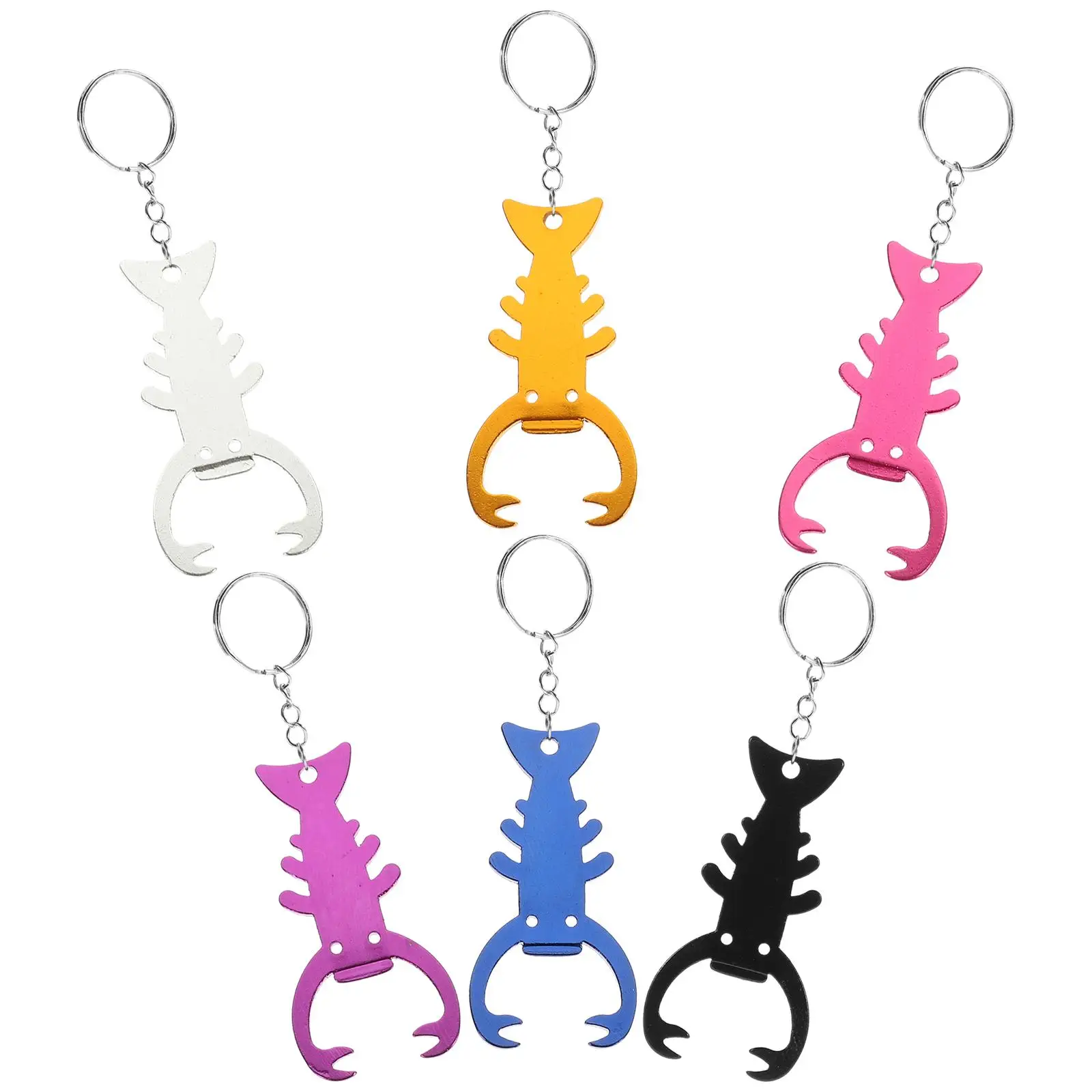 

6 Pcs Beer Bottle Opener Portable Metal Aluminum Alloy Favors Crayfish Shape Hand-held