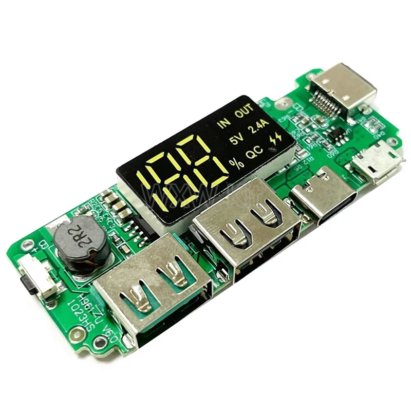 LED Dual USB 5V 2.4A Micro/Type-C USB Mobile Power Bank 18650 Charging Module Lithium Battery Charger Board Circuit Protection