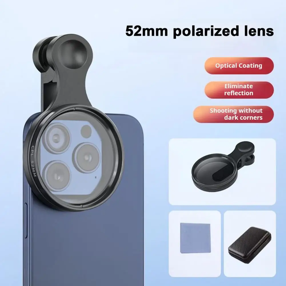 Cell Phone Polarized Lens Professional Rotatable Polarized Lens Attachment for Phone Camera Universal Clip Design for Simple