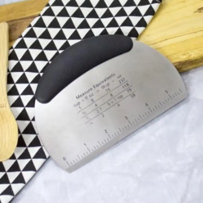 Kitchen Baking Tools Half Round Scraper Dough Bread Cutting Stainless Steel Scraper Household Baking Tools Gadgets