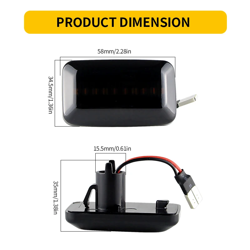 2PCS Amber Yellow Smoke Side Marker Lights Turn Signal Lights For Audi 80 90 B2,B3,B4 Cabriolet 8G A6 4A C4 S6 V8