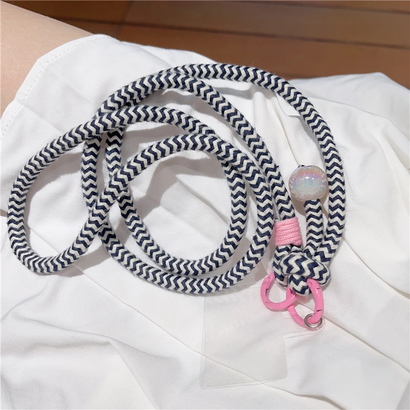 Korea Cute Color Weave Phone Strap Crossbody Lanyard Stylish Sport Lanyard Long Phone Rope Pendant For iPhone Camera Strap Chain