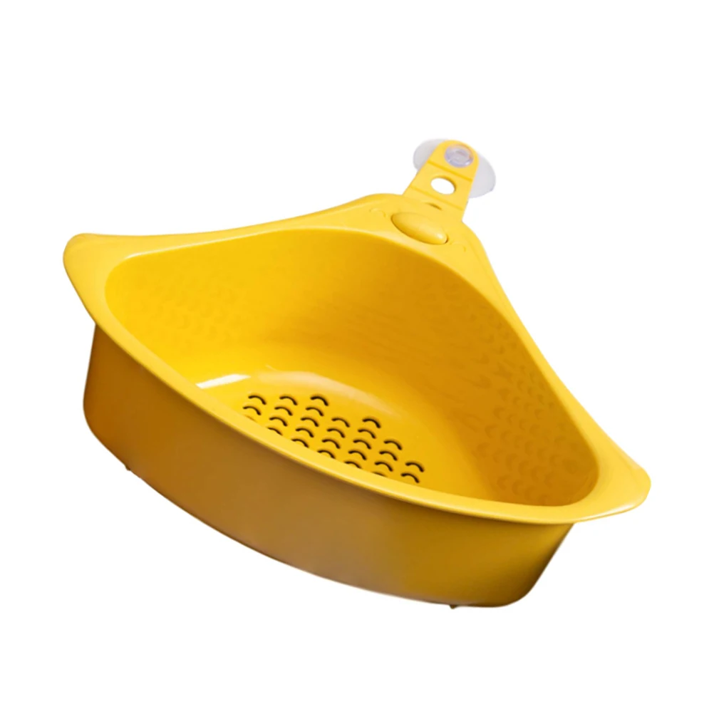 

Plastic Triangle Sink Draining Basket Durable Kitchen Strainer Easy Clean Install Suction Cup Corner Rack Storage