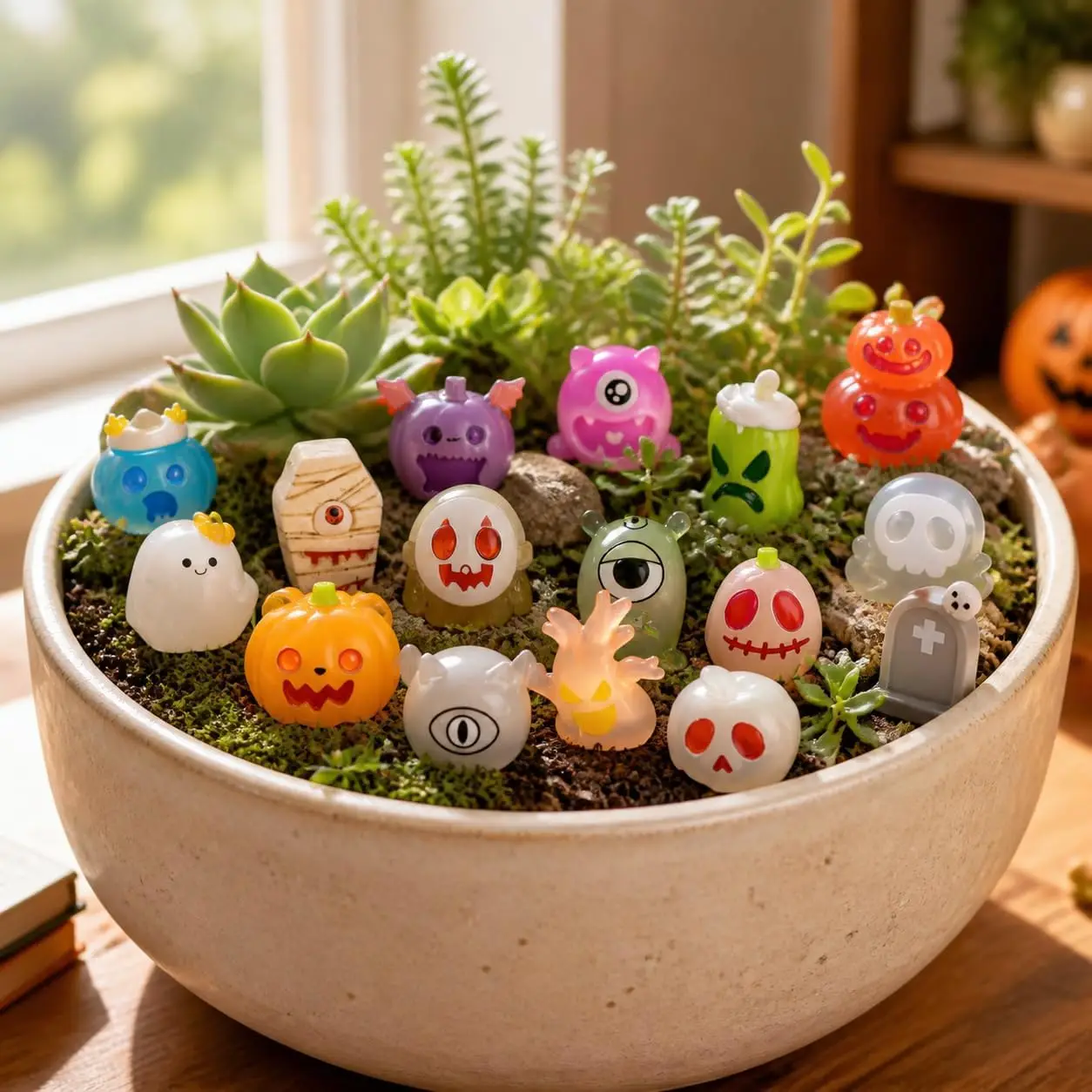 Figuritas de Resina que Brillan en la Oscuridad para Halloween, Calabaza, Calavera, Diablo, Decoración de Micropaisajes, Jardín de Hadas, Manualidades, Decoraciones para Fiestas