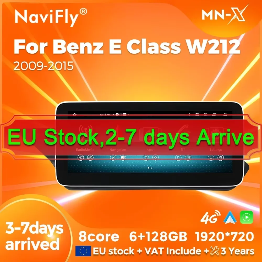 NaviFly  MN-X EU Stocks Android 14 Auto Wireless CarPlay Car Radio For Benz E Class W212 2009-2015 NTG 5.0 GPS Multimedia player