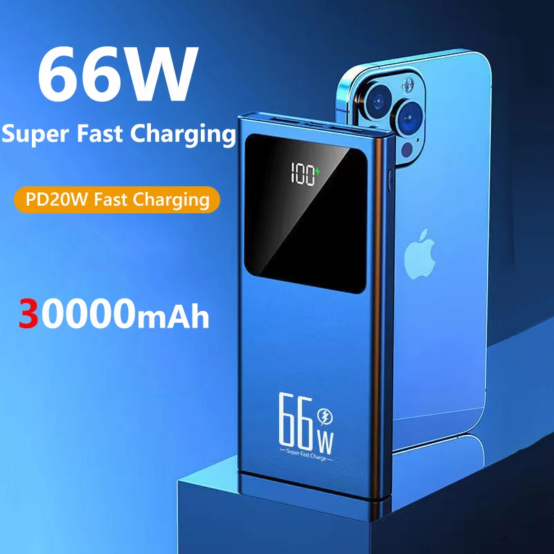 

20000 мАч Power Bank 66 Вт Супер быстрая зарядка аккумулятора Power Bank большой емкости для Iphone 15 14 Samsung Huawei Xiaomi