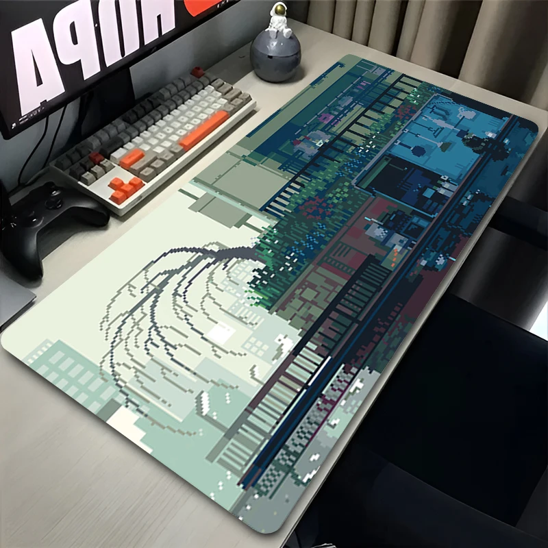 New Mouse Pad Gaming Mousepad Gamer Keyboard Pads Office Laptop Pixel Art Anime Scenery Desk Mats Non-Slip Rubber Home Table Mat