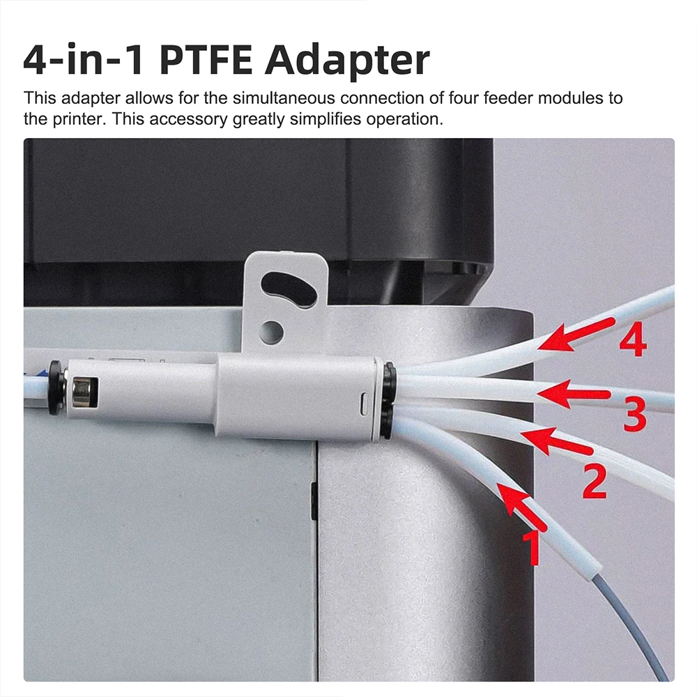For 3D Printer Part 4in1 PTFE Adapter Material Pipe Expansion Port AMS Connect 4 Feeding Modules For Bambulab X1/P1 X1C P1S P1P
