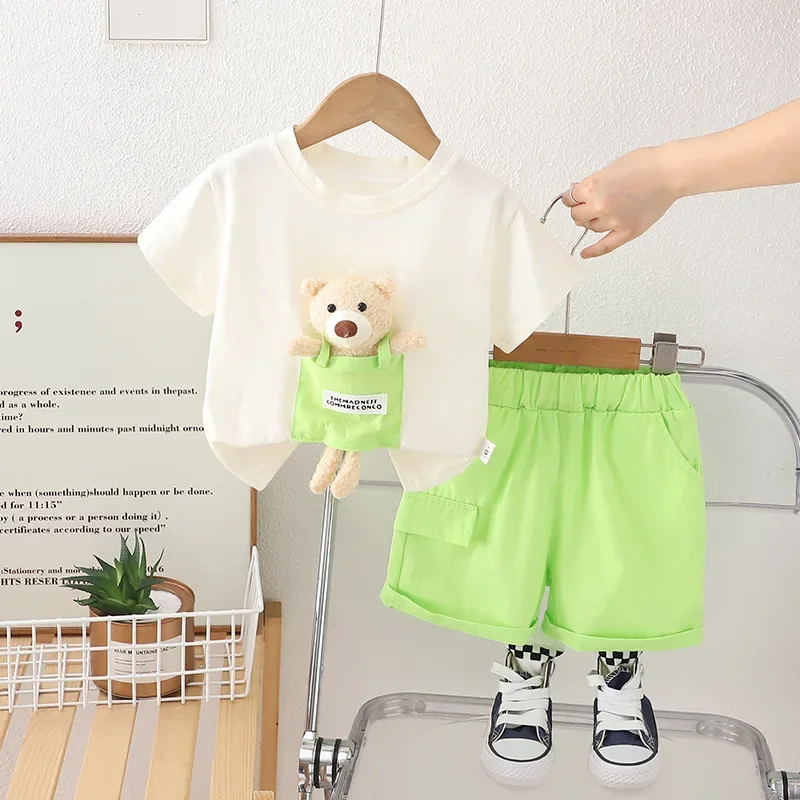 

New Summer Baby Boys Clothes Suit Children Casual T-Shirt Shorts 2Pcs/Sets Fashion Kids Girls Clothing Infant Cartoon Costume