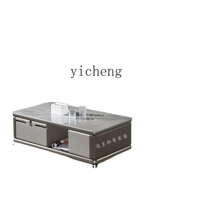 

coffee table TV cabinet combination jade spar light luxury simple living room furniture retractable TV cabinet tea table