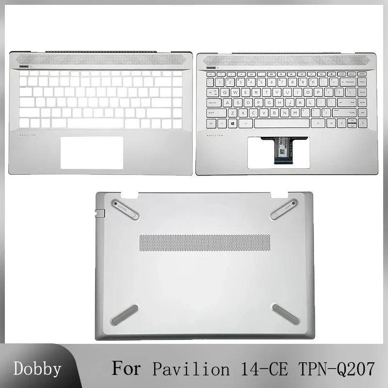 

For Pavilion 14-CE TPN-Q207 Laptop Case Palmrest/Bottom Case upper cover keyboard Silver Shell L19174-001 L19181-001 L19190-031