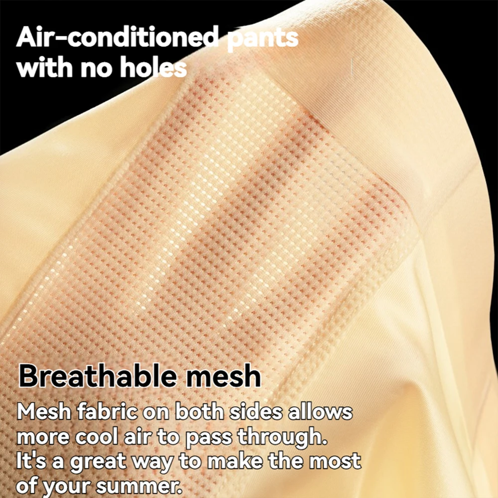 3PCS/Pack L-4XL Luxury Satin-like Ice Silk Men's Panties Both Sides Breathable Mesh Underpants Antibacterial Silk Crotch Boxers