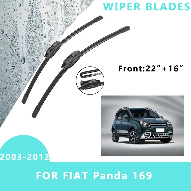 

Car Front Windscreen Wiper Blades Brushes Windshield Window Cutter Accessories 2PCS for FIAT Panda 169 2003-2012 22“+16”