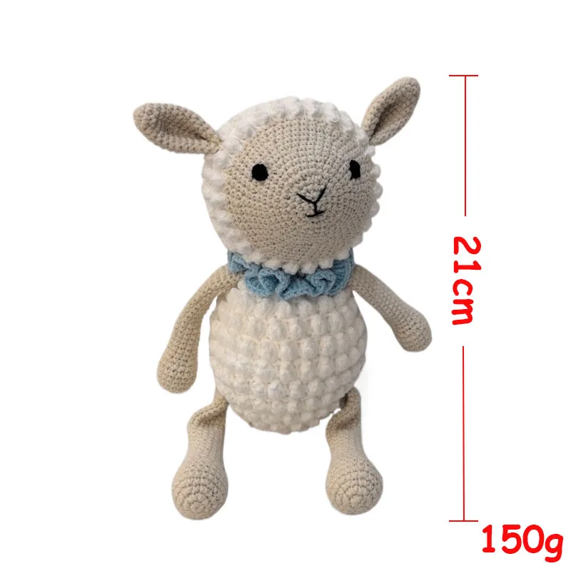 Anel educacional para recém-nascidos, brinquedo de dentição, desenho animado, cordeiro, ovelha, anel de madeira, chocalho, brinquedo de lã de crochê, toalha de corrente de chupeta personalizada
