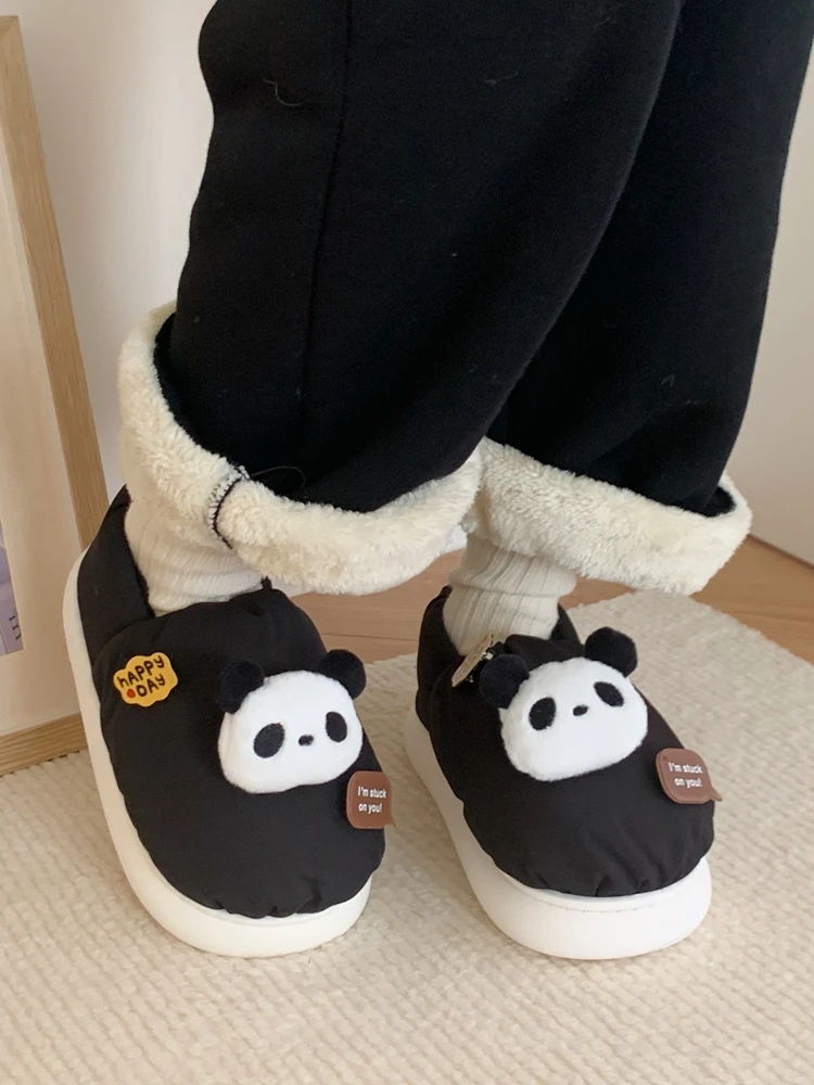 Pantofola Panda Calde Pantofole da casa antiscivolo per uomo e donna Scarpe dopo il parto Pantofole in cotone per coppia Panda carino 2024 Inverno