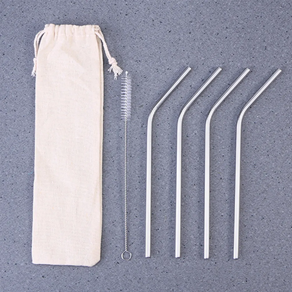 

1Pcs Drawstring Pouch Bag for Straws and Cutlery Compact Travel Storage Bag Reusable Stainless Steel Straw Organizer Cotton