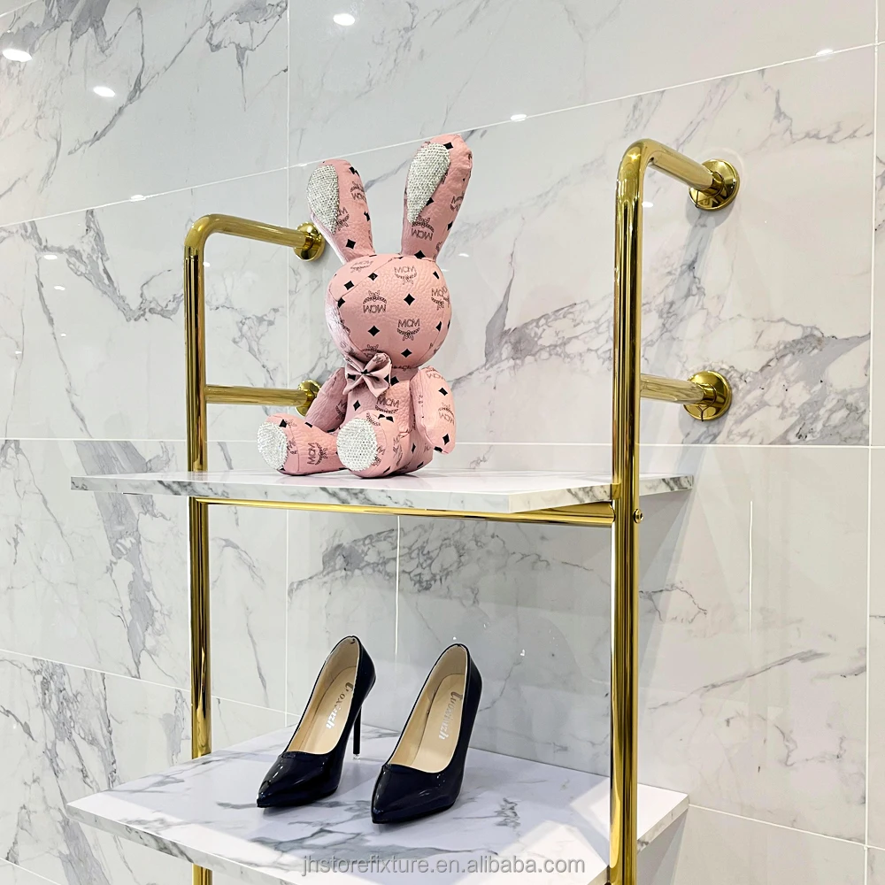 ชั้นวางรองเท้าโลหะแบบขายดี ชั้นวางโชว์กระเป๋าถือสำหรับร้านขายของผู้หญิง