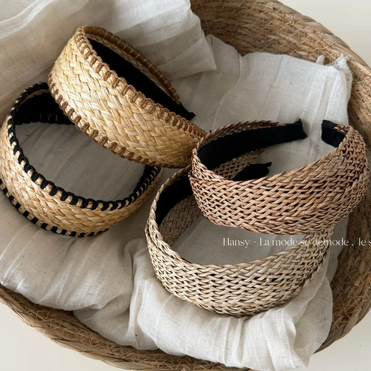 Headband Straw Woven Lightweight Non Slip Face Washing Summer Outdoor Cute Knot Hair Accessories for Women Portable