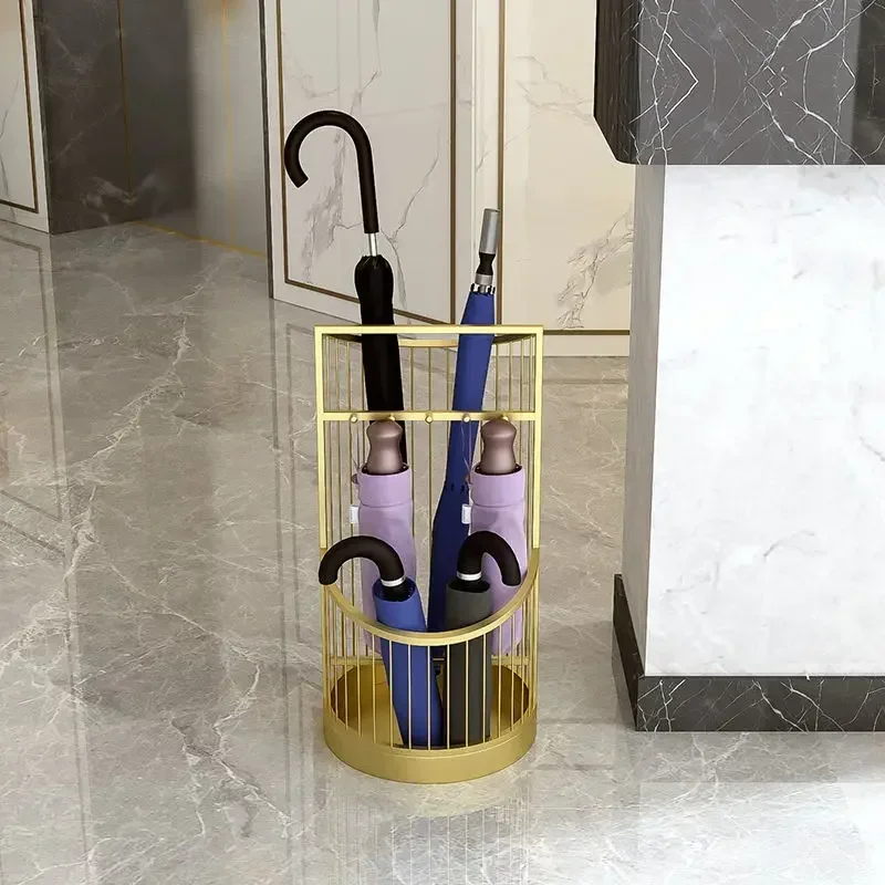 

For Gold Metal Umbrella Stand Holder Umbrella Storage Rack Household Office Door Artifact Bucket Organizer Holders
