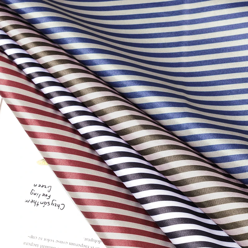 0.5/1/2 Yard Satin Silk Striped Printed Fabric Vintage Silk Cloth for Pajamas,Dress ,Packaging Decoration Sewing Fabric