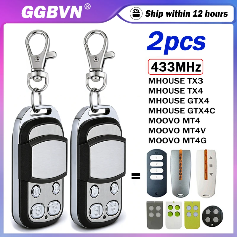 Work With MOOVO MT4 MT4V MT4G MHOUSE GTX4 TX3 TX4 GTX4C Garage / Gate Remote Control 433.92MHz Rolling Code Handheld Transmitter