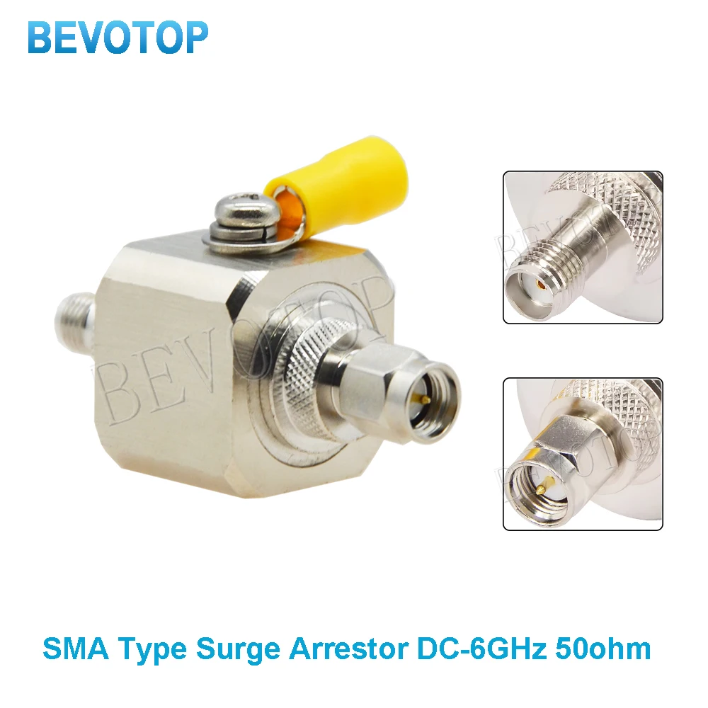 SMA Type Coaxial Lightning Arrester SMA Male to SMA Female 6GHz 50 Ohm Lightning Protector with 90V Gas Tube Surge Arrester