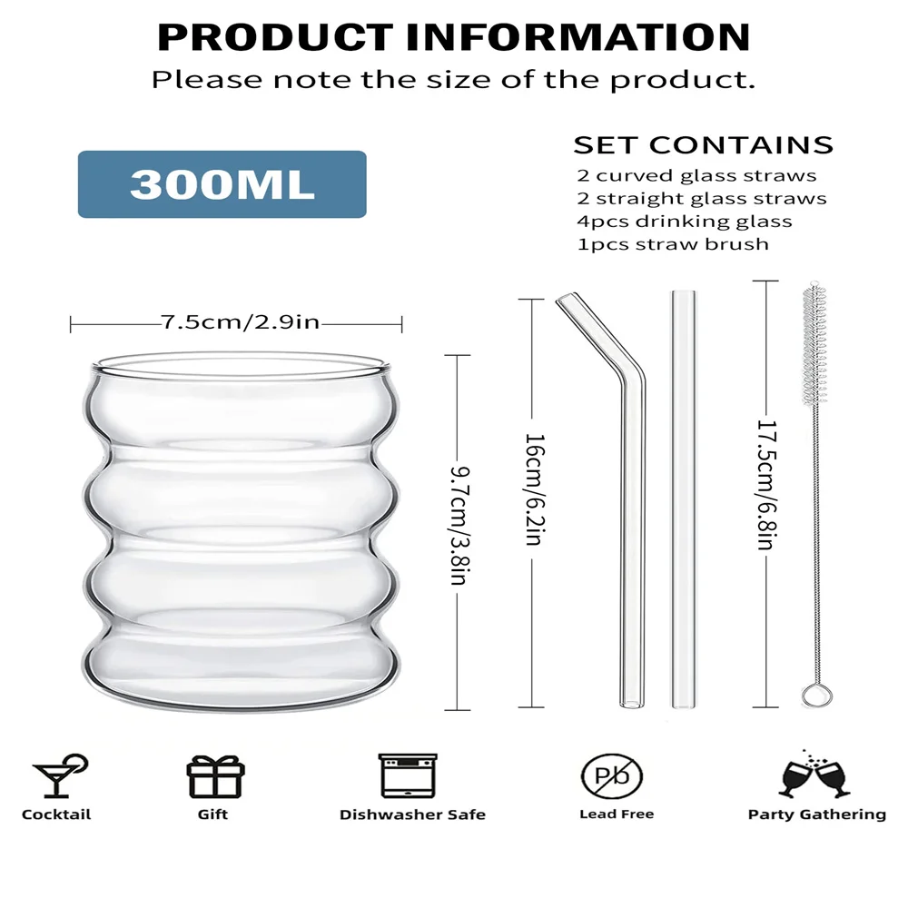 Set of 4 Bubble Glass Coffee Mugs 6