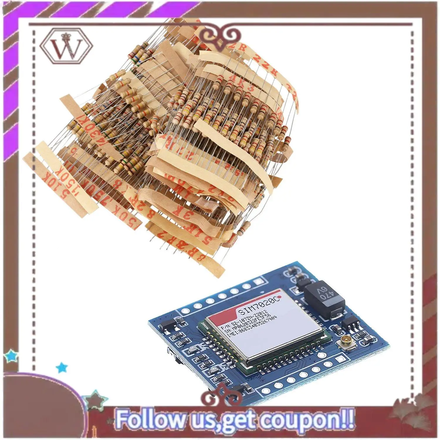 ABBG-500Pcs 50 قيم 1/2 واط 0.5 واط 5% مقاومات فيلم الكربون مجموعة متنوعة و 1 قطعة لوحة تطوير SIM7020C وحدة NB-Iot #2