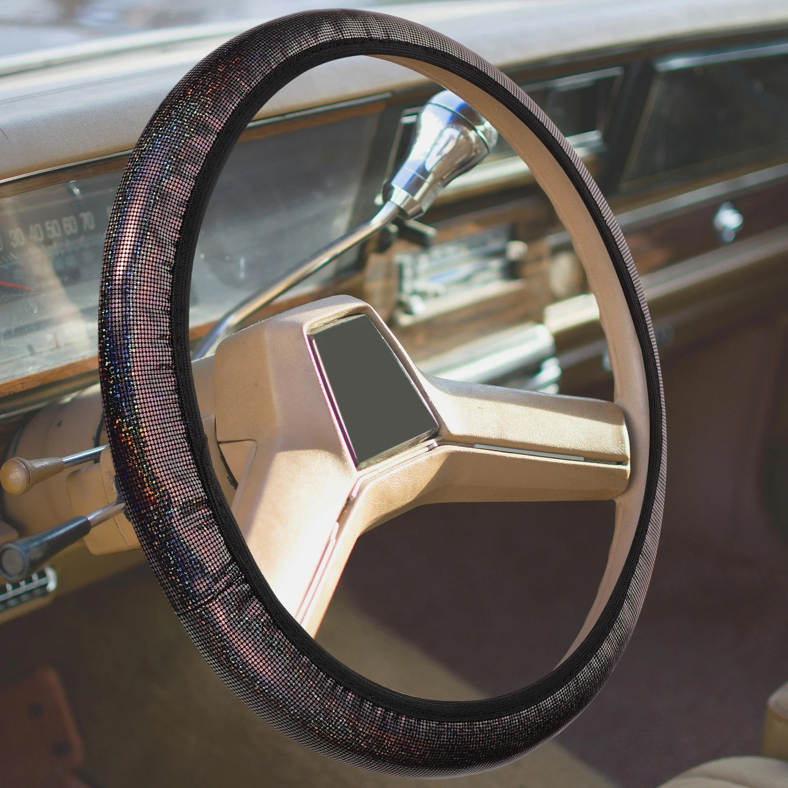 

Universal Car Steering Wheel Cover Dazzling Design Easy Installation Stylish Pattern Fits Various Models Anti-Skid Decorative