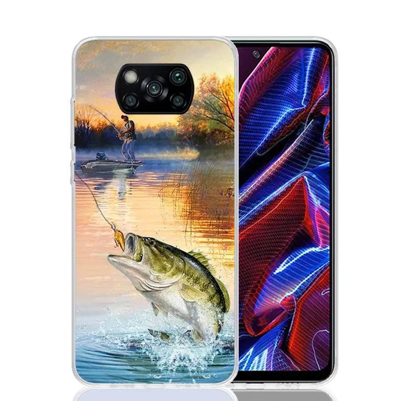 Offshore Angling Fishing Fish Rod Phone Case For Xiaomi Poco X6 X5 X4 X3 Nfc F6 F5 Pro F4 Gt F3 F2 F1 M5S M4 M3 Art Customized C