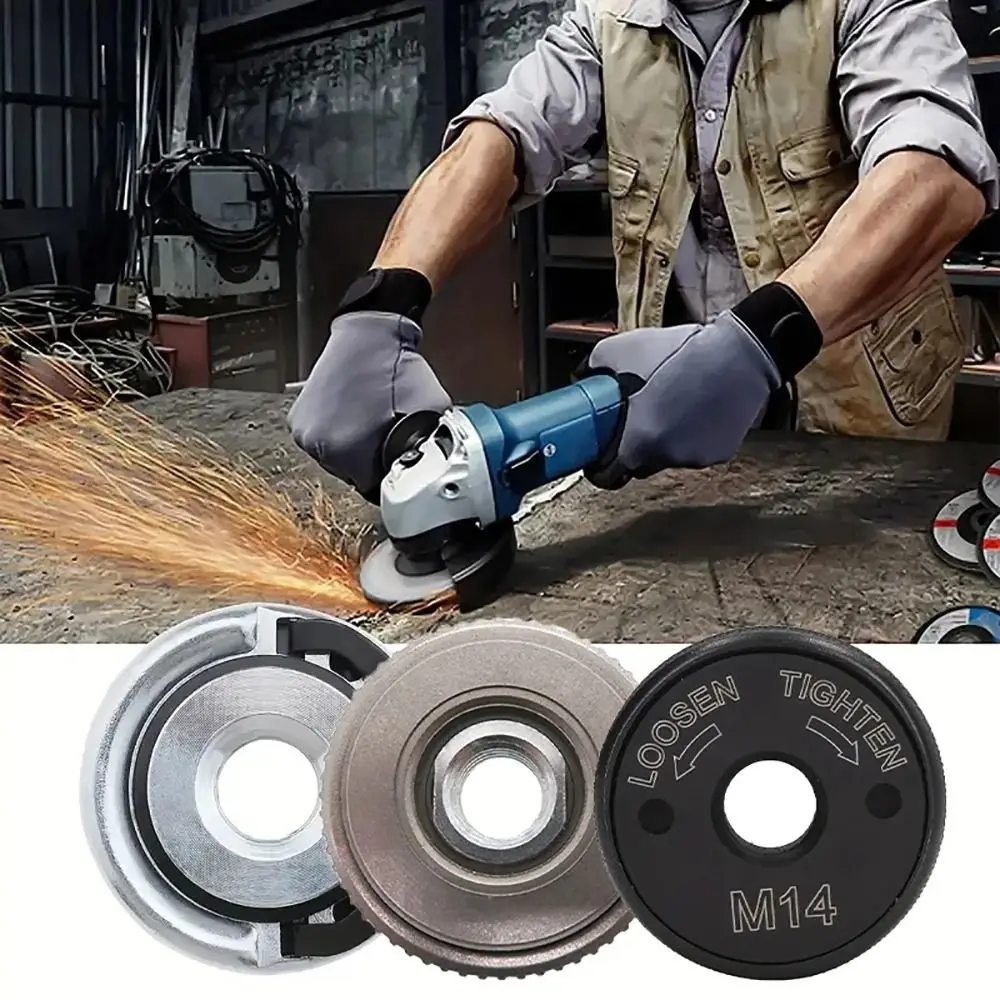 1Pcs M14 Thread Angle Grinder Flange Nut Inner Outer Power Chuck Top Self-locking Pressure Plate Quick Release Alloy