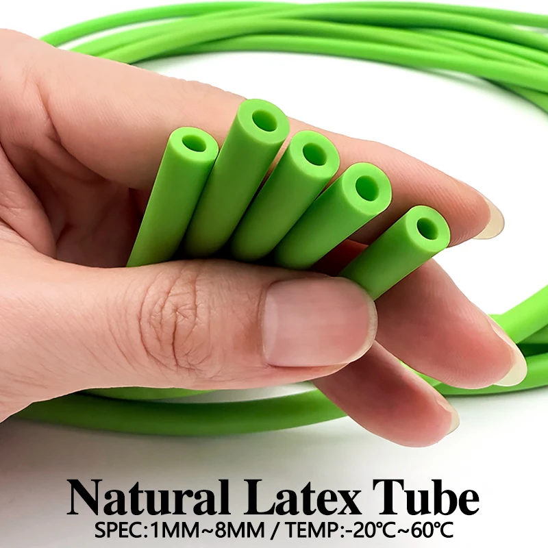 Green Natural Latex Rubber Tube ID1.6‑12mm High Stretch Freeze‑Resistant Strong Elastic Tube for Speargun Slingshot Hunting DIY