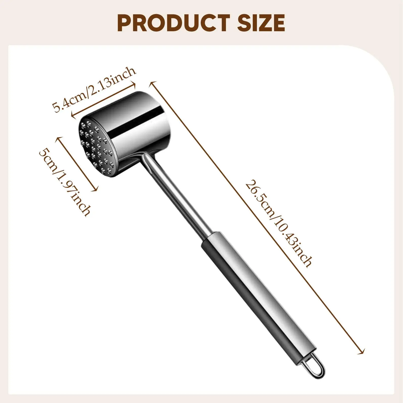 Easy Clean Stainless Steel Meat Tenderizer Hammer Kitchen Tool Mallet for Beef Poultry Spring Roll Wrappers Garlic