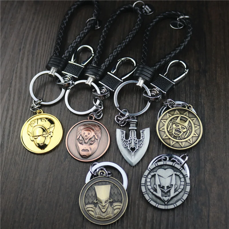 JOJOs غريب مغامرة المفاتيح أنيمي الفاخرة القاتل الملكة جوسوكي جوتارو الشكل مفتاح سلسلة موضة سيارة حلقة رئيسية هدايا للرجال #6