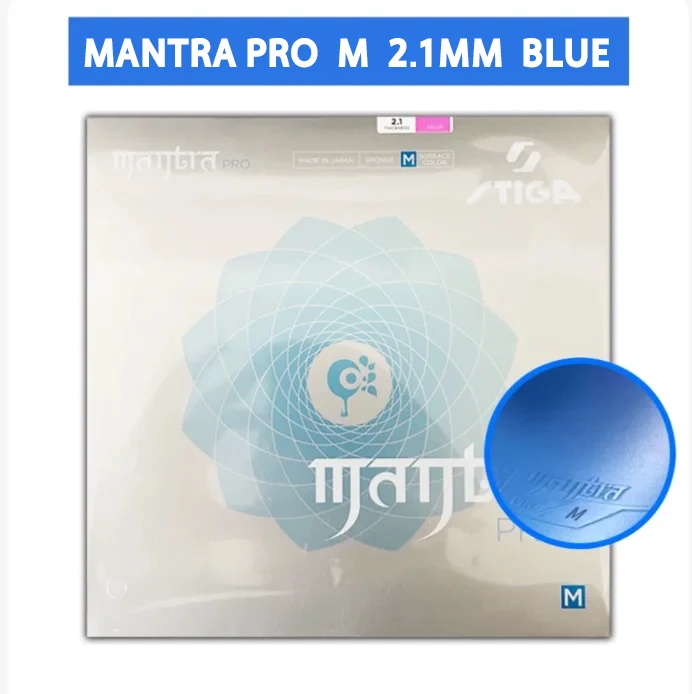 STIGA MANTRA PRO M/H Kleurrijk Tafeltennisrubber, niet-klevend, met een medium harde topsheet en een cake-spons.