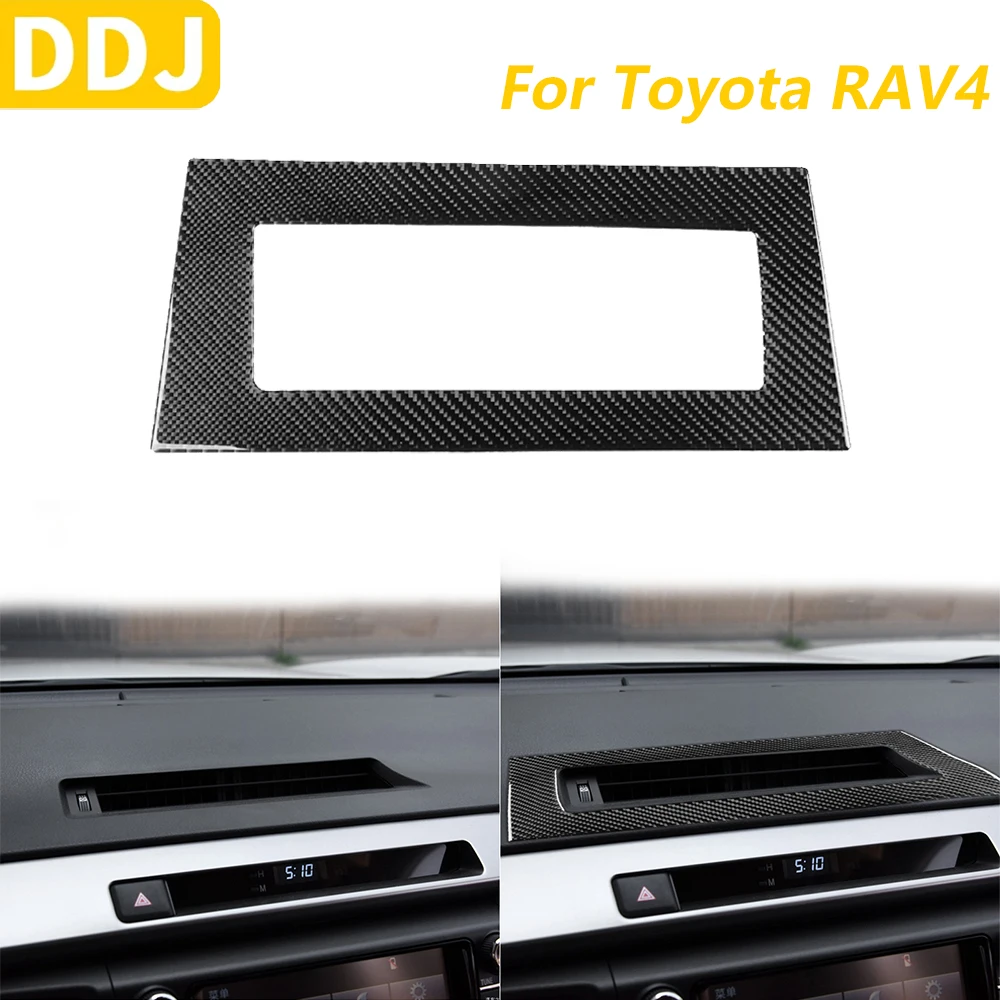 

Для Toyota RAV4 2016 2017, приборная панель из углеродного волокна, центральная розетка кондиционера, вентиляционная панель, накладка, автомобильные аксессуары, наклейка