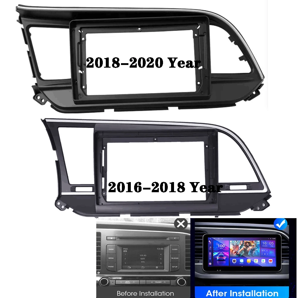 9 Inch For HYUNDAI Elantra 2015- 2018 Car Radio Fascias Android Stereo Player 2 Din Head Unit Panel Dash Frame Installation Trim