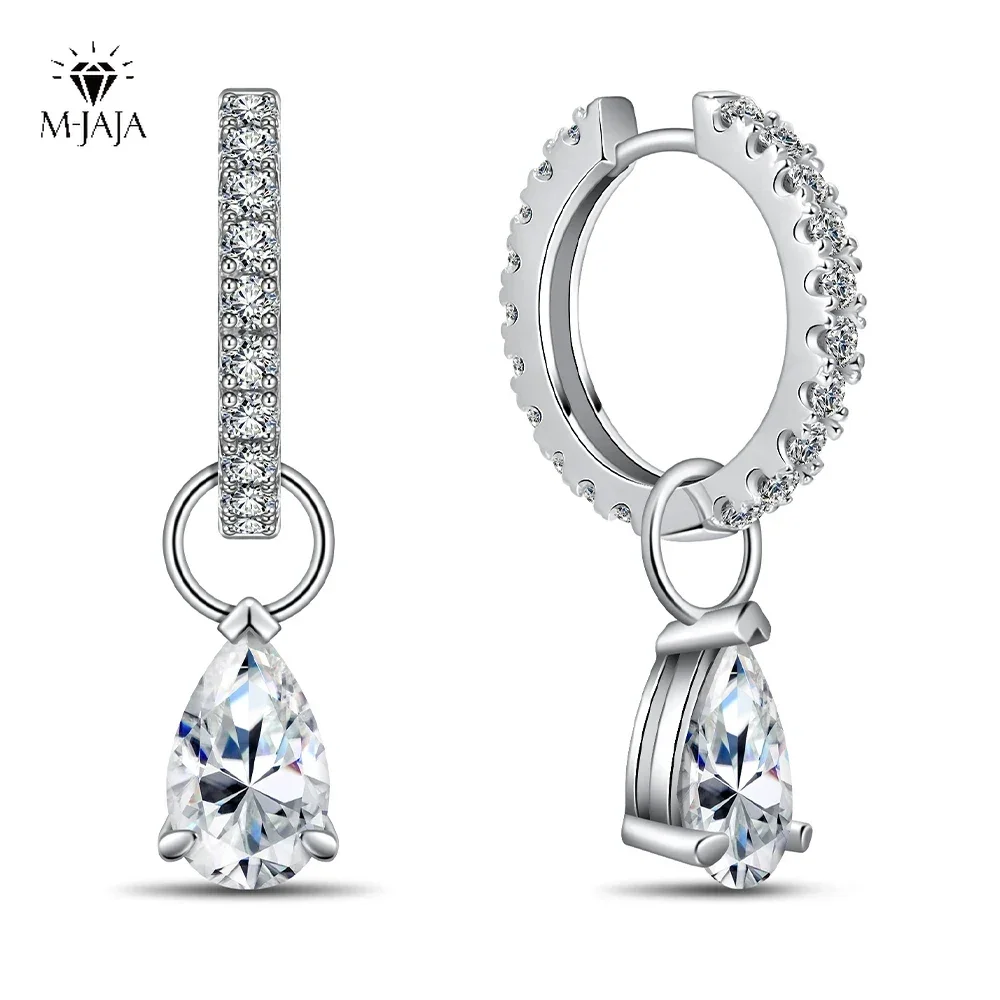 

M-JAJA 5*8mm Moissanite Drop Earrings Pear Cut D Color VVSI 925 Sterling Silver Luxury Lab Diamond Dangle Hoop Earrings Jewelry