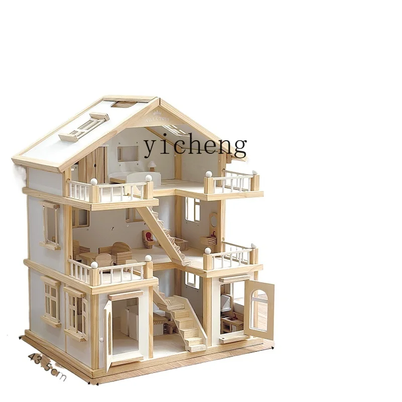 

Tqh Children's Simulation Villa Doll House Toy Educational Castle Furniture Girls Playing House Room Birthday Gift