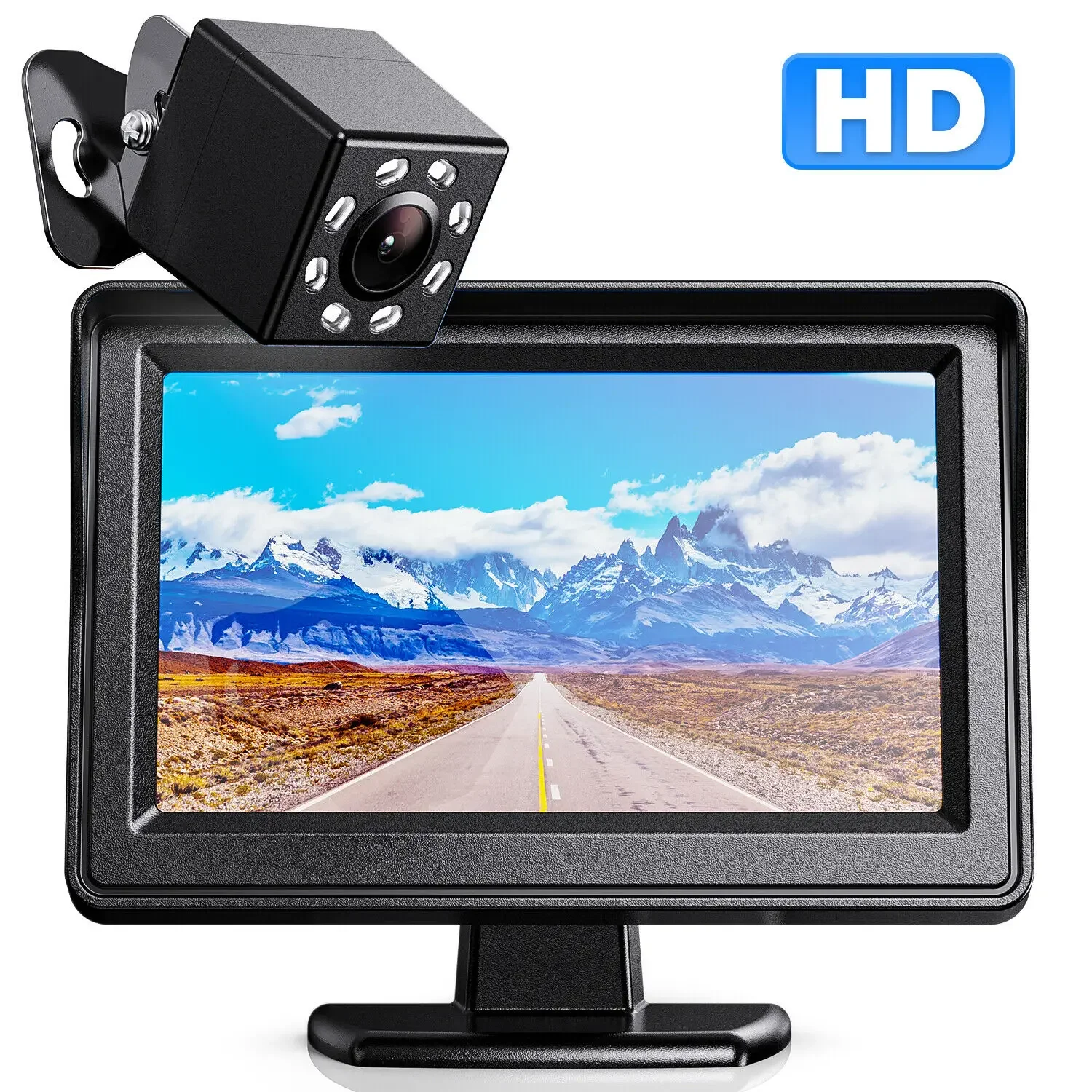 

Bileeko Car Rear View Backup Camera Reverse 8 LED Parking Night Vision 4.3" Mirror Monitor LCD