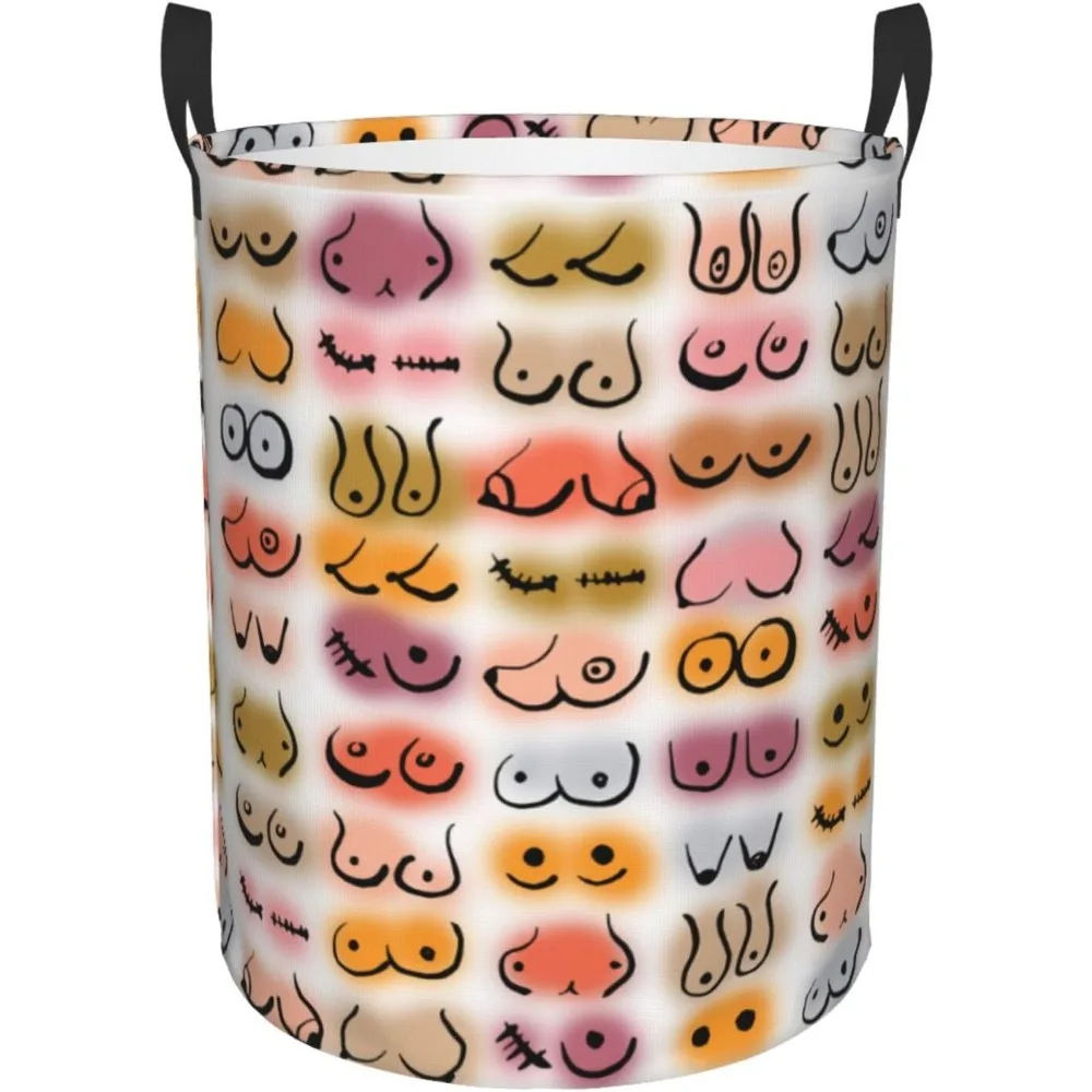 Cesto para la colada con pechos, cestas grandes plegables para la colada con asas fáciles de llevar, cesto para ropa impermeable de tela Oxford independiente