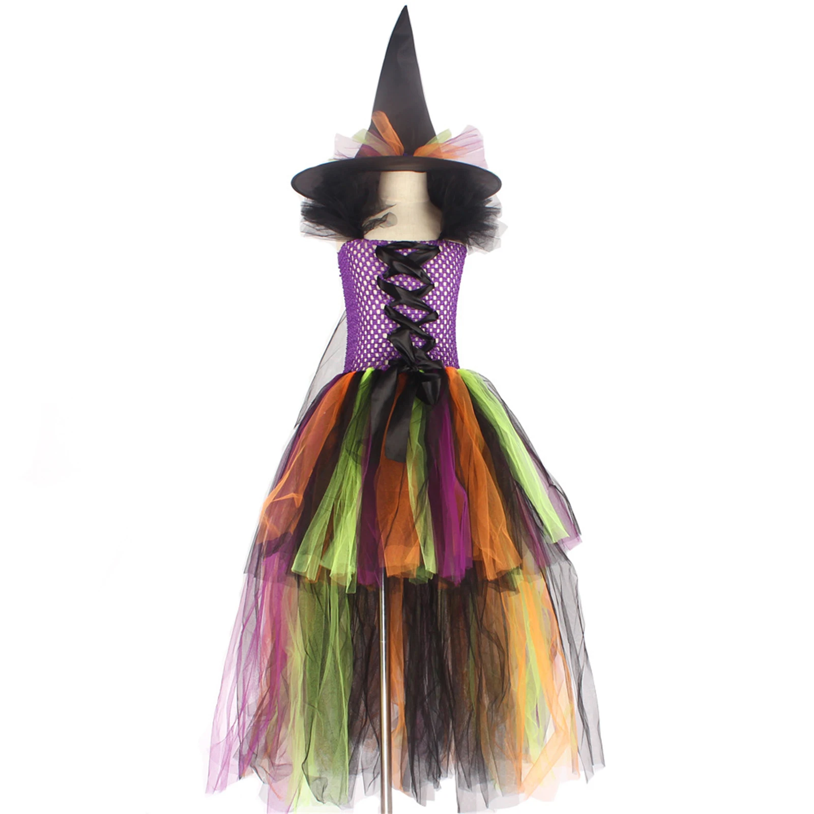 

Girls' Halloween Witch Fluffy Dress Purple Layered Frock Tutu Dress Princess Dress Carnival Halloween Cosplay Outfits