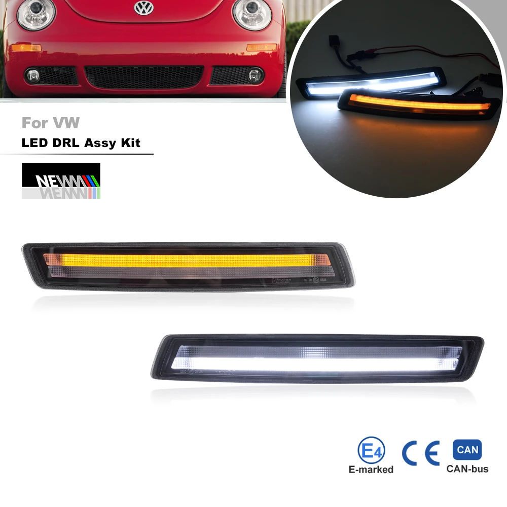 

Smoked 2-in-1 LED Bumper Parking Daytime Running DRL/Turn Signal Lights Assy Kits For VW Beetle 2006 2007 2008 2009 2010