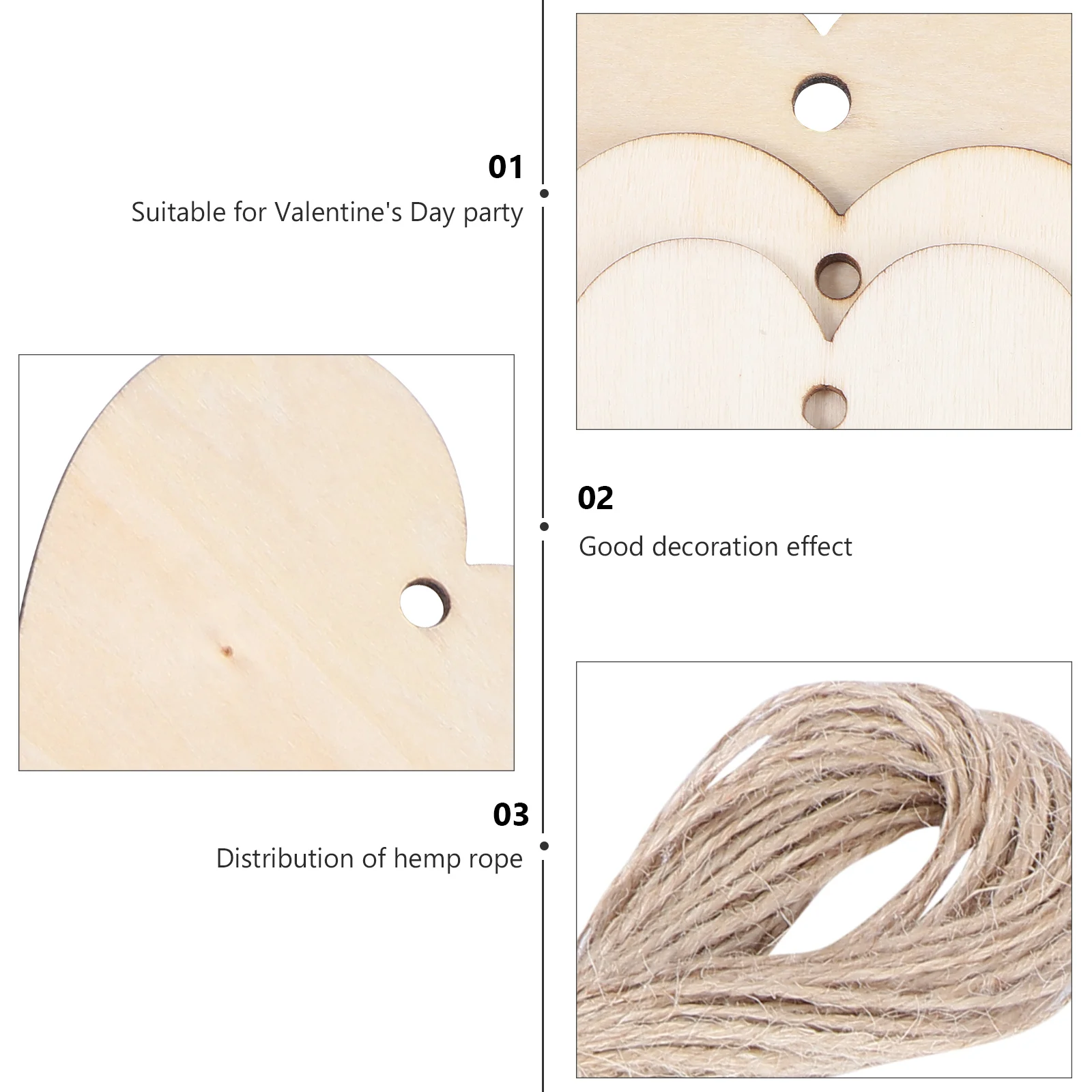 

110Pcs Heart Shape Wood Cutout Valentine Blanks Double-Sided DIY Crafting for Party Decorations Gift Tags Wood Cutout