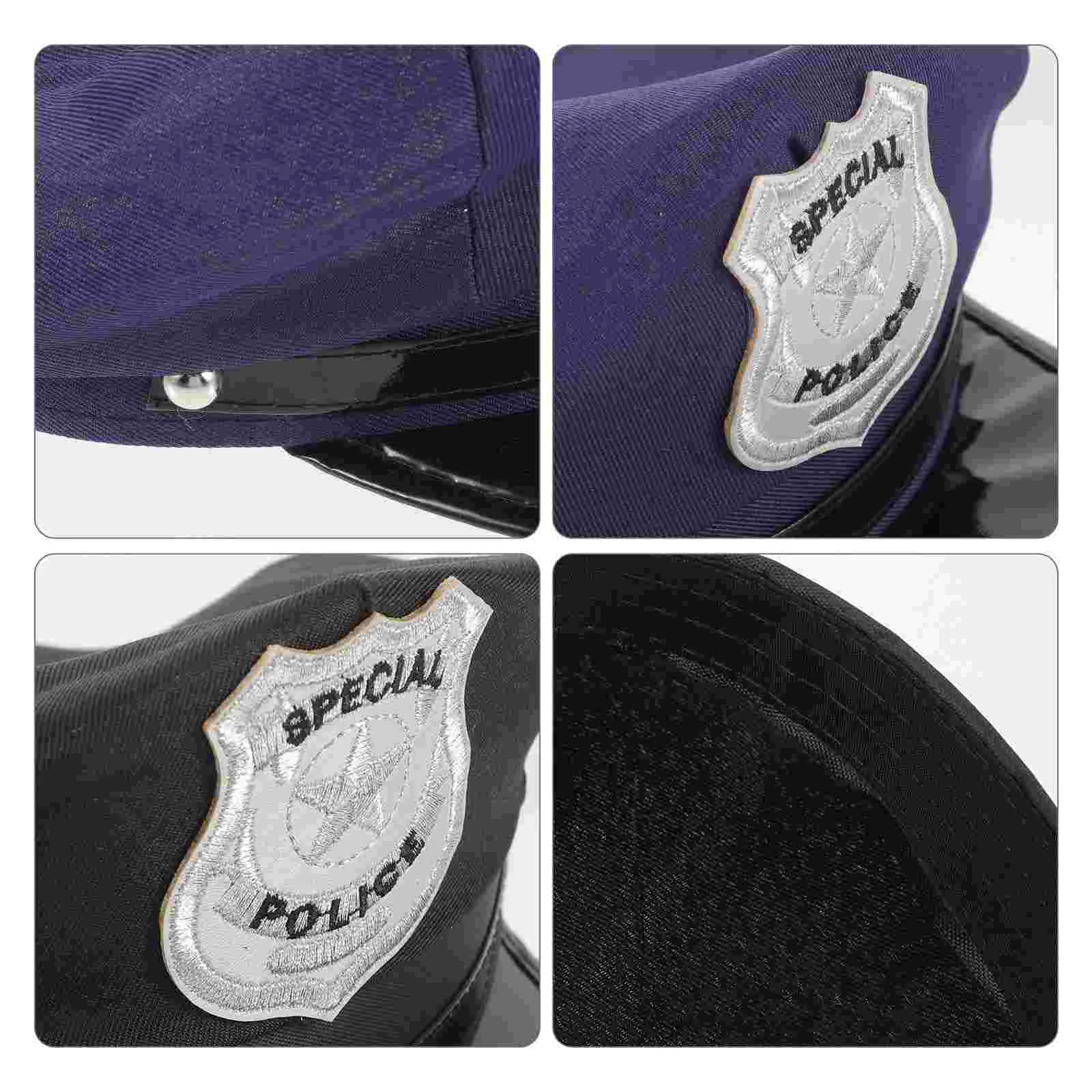 2 Pcs Cosplay Police Cap Man Hats Captains Twill Fabric Cop Accessories Men Costume