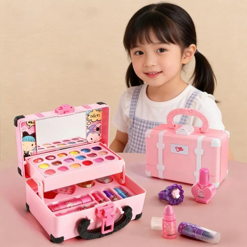 

Детский набор для макияжа для ролевых игр, нетоксичная помада и набор теней для век, обучающая игрушка для ролевых игр, идеальный подарок на день рождения для девочек